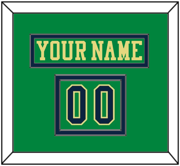 Notre Dame Hockey Nameplate & Number (Shoulder) - Alternate Green (2015) - Double Mat 2