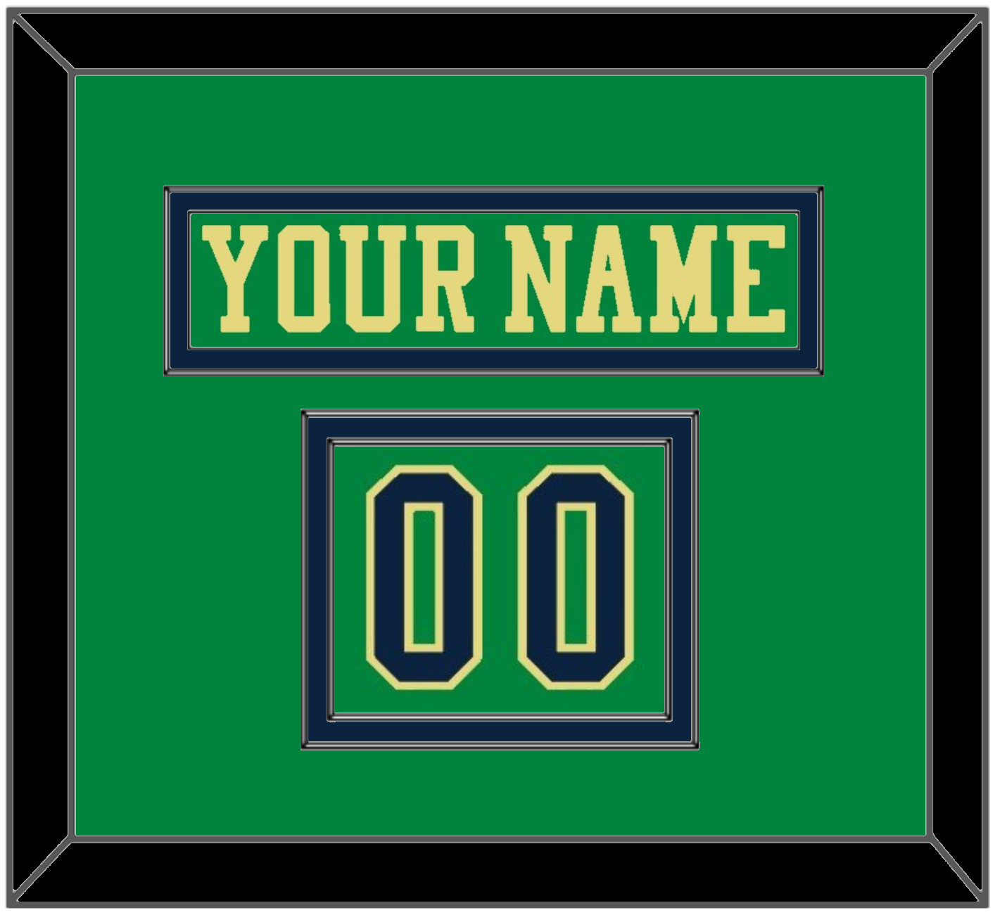 Notre Dame Hockey Nameplate & Number (Shoulder) - Alternate Green (2015) - Signature Tier 2