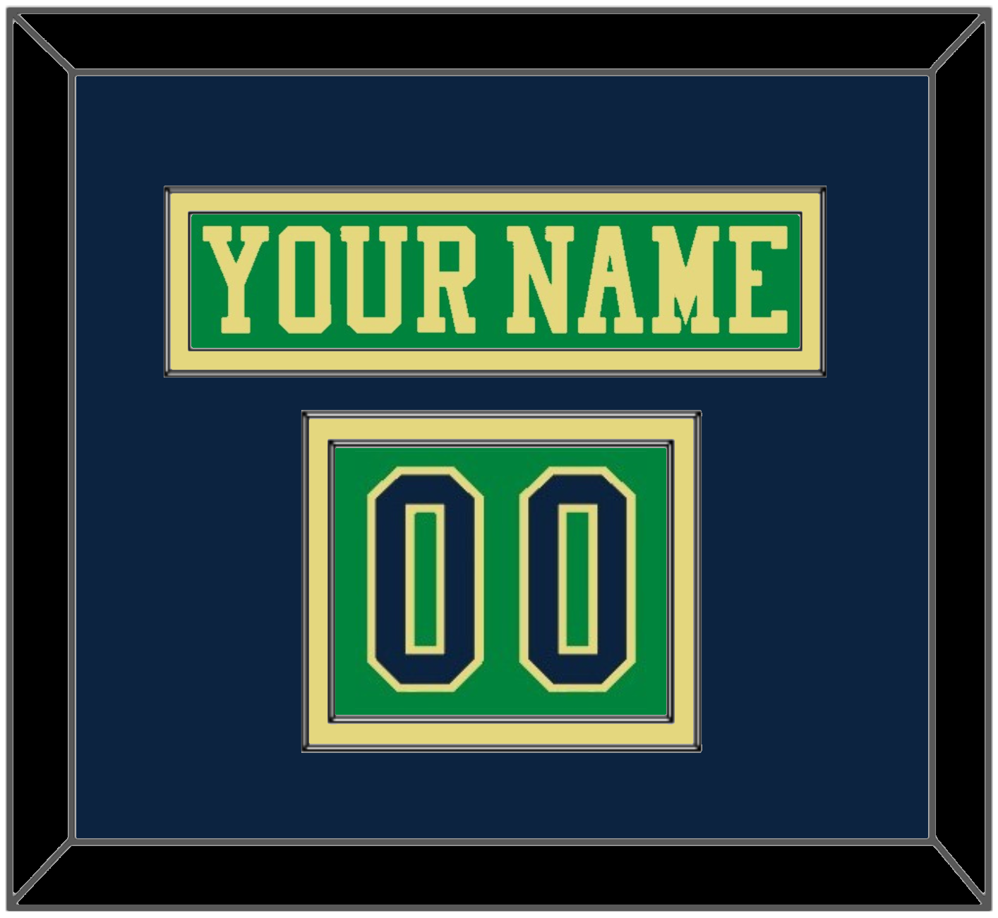 Notre Dame Hockey Nameplate & Number (Shoulder) - Alternate Green (2015) - Signature Tier 3