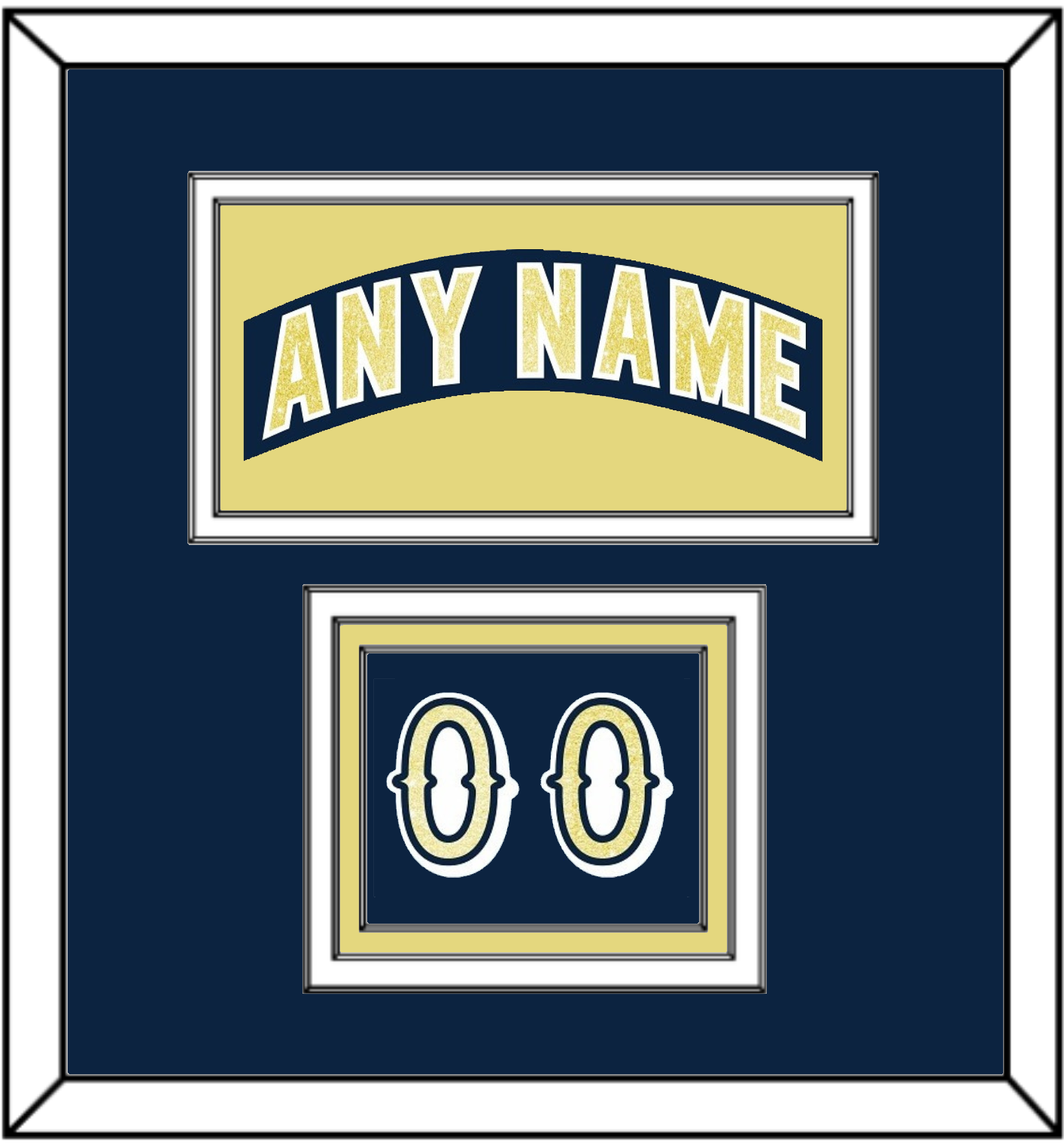 Notre Dame Hockey Nameplate & Number (Shoulder) - Road Blue - Premier Tier 2