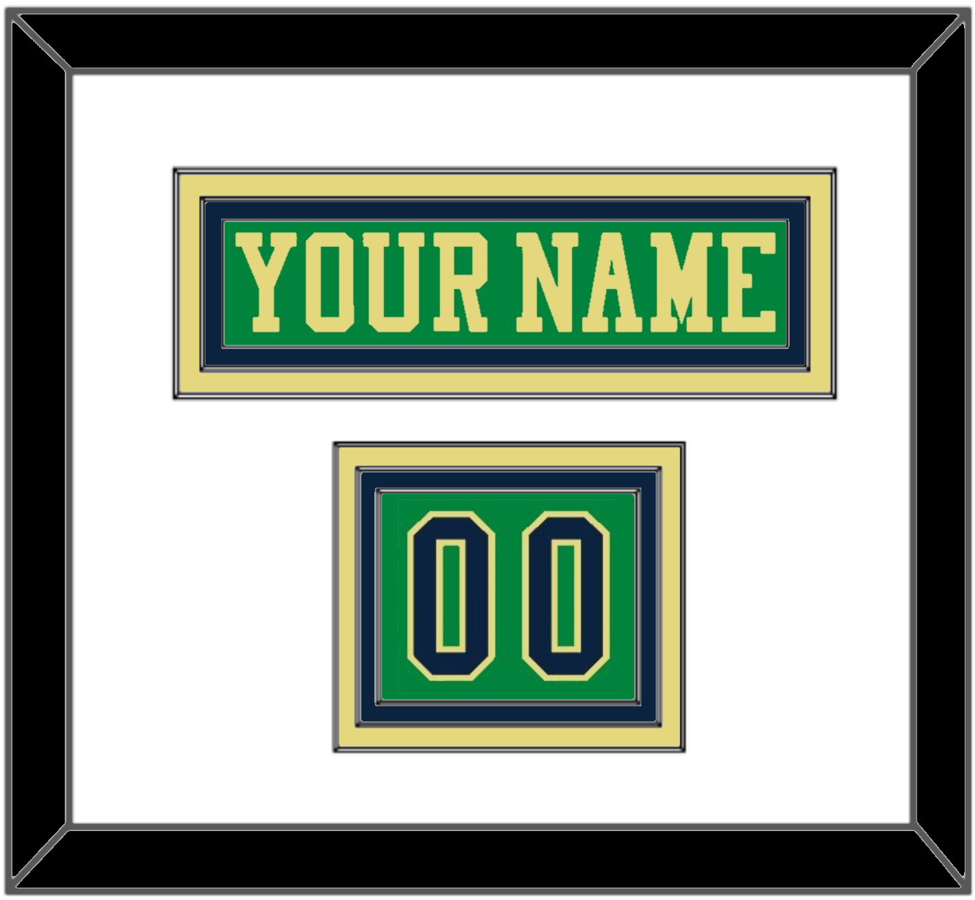 Notre Dame Hockey Nameplate & Number (Shoulder) - Alternate Green (2015) - Premier Tier 1