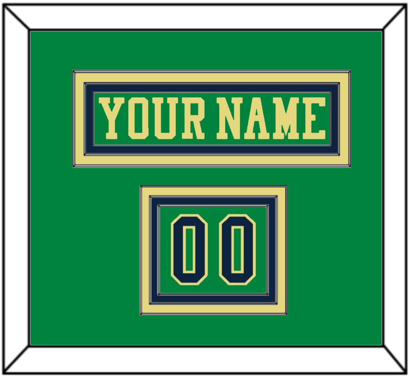 Notre Dame Hockey Nameplate & Number (Shoulder) - Alternate Green (2015) - Premier Tier 2