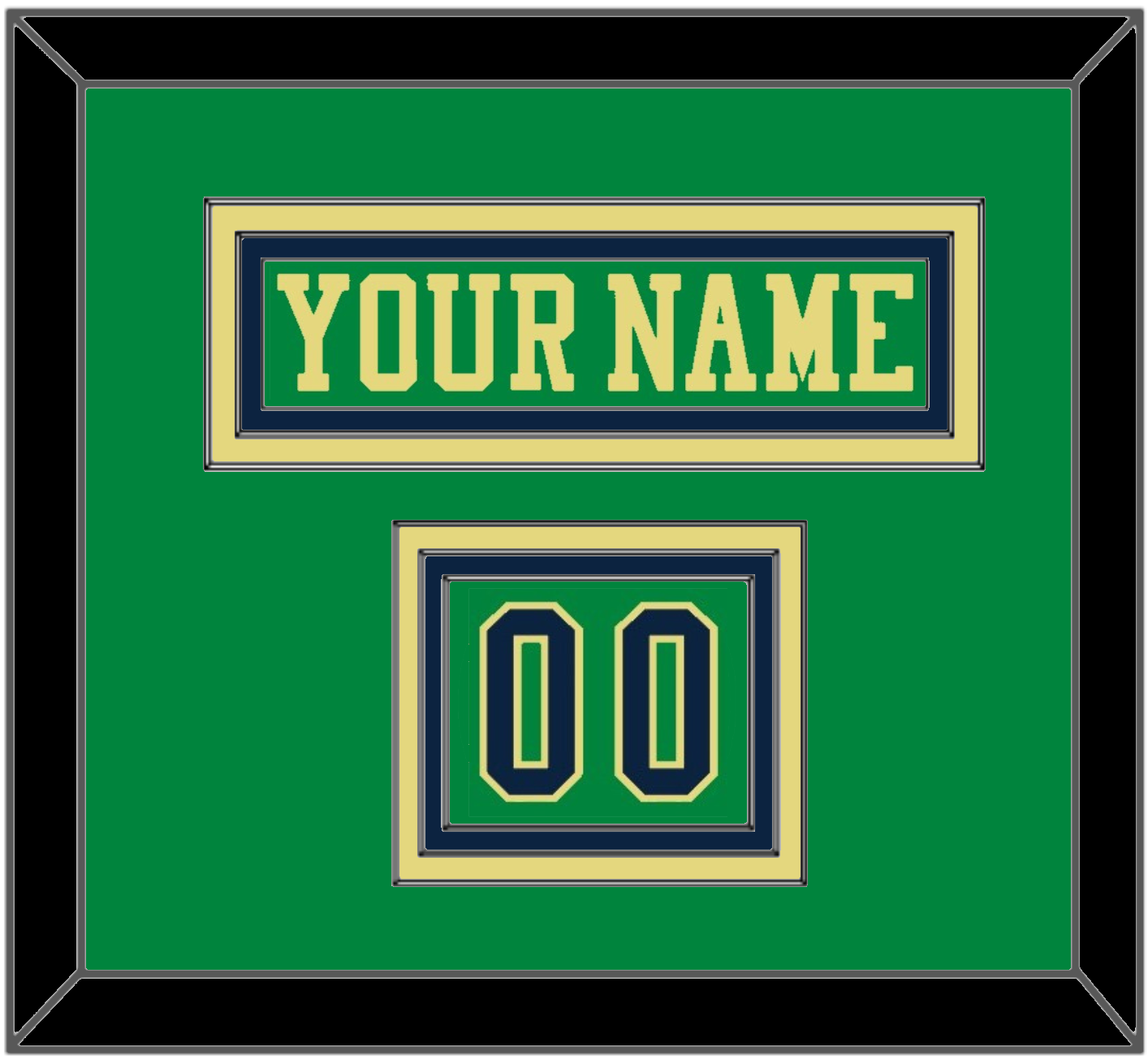 Notre Dame Hockey Nameplate & Number (Shoulder) - Alternate Green (2015) - Premier Tier 2