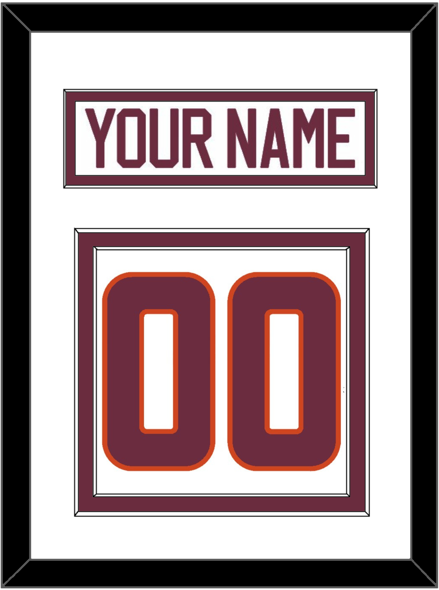 Virginia Tech Hockey Nameplate & Number (Back) - Home White - Signature Tier 1