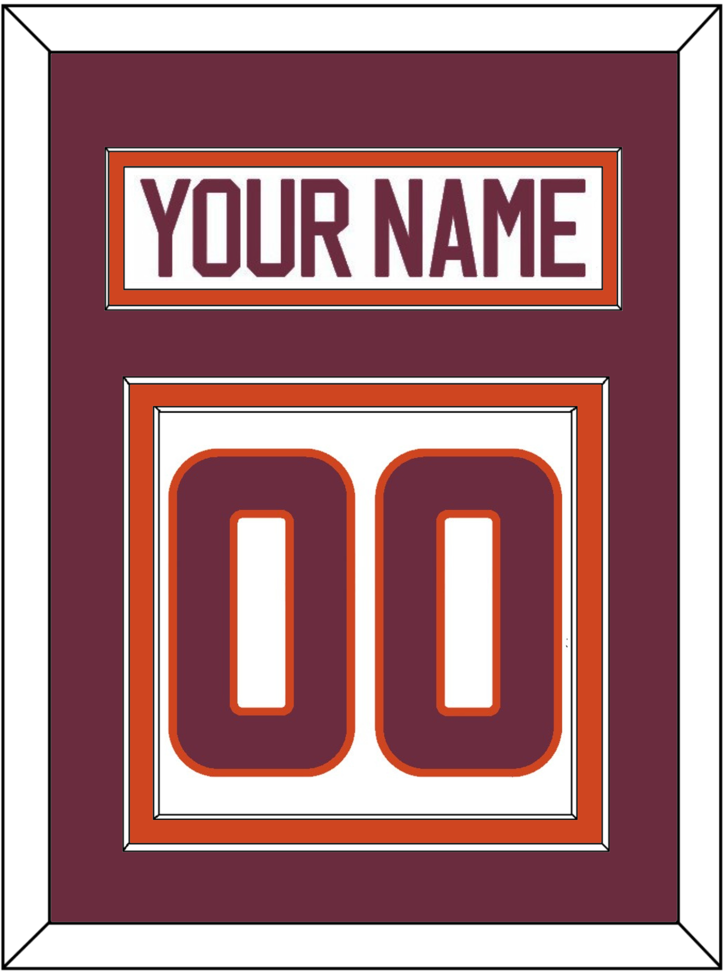 Virginia Tech Hockey Nameplate & Number (Back) - Home White - Signature Tier 3