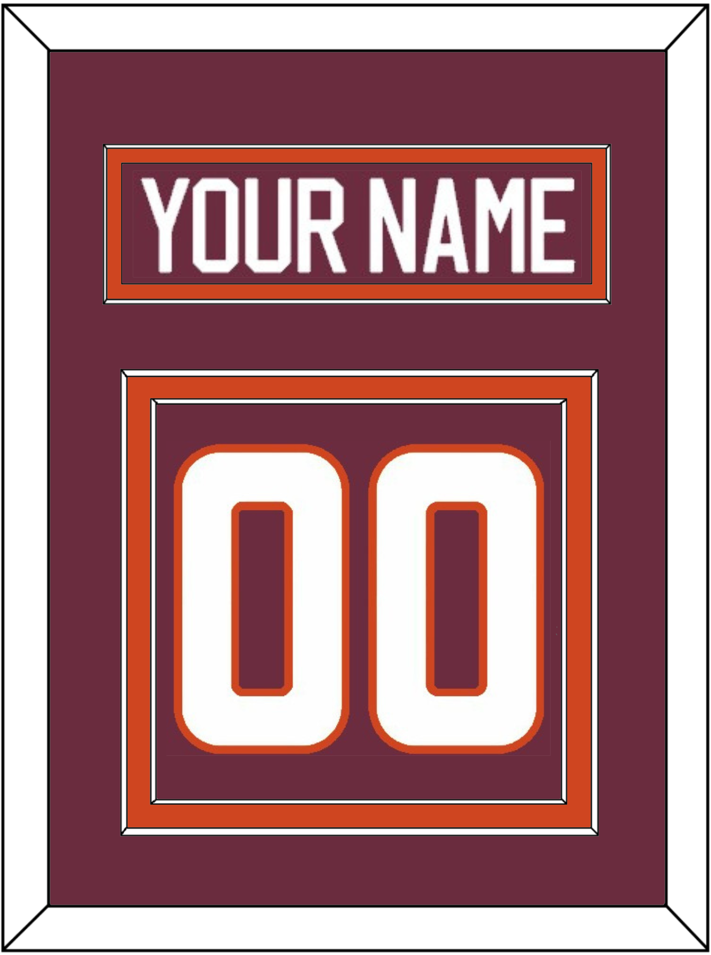 Virginia Tech Hockey Nameplate & Number (Back) - Road Maroon - Signature Tier 2