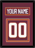 Virginia Tech Hockey Nameplate & Number (Back) - Road Maroon - Double Mat 2