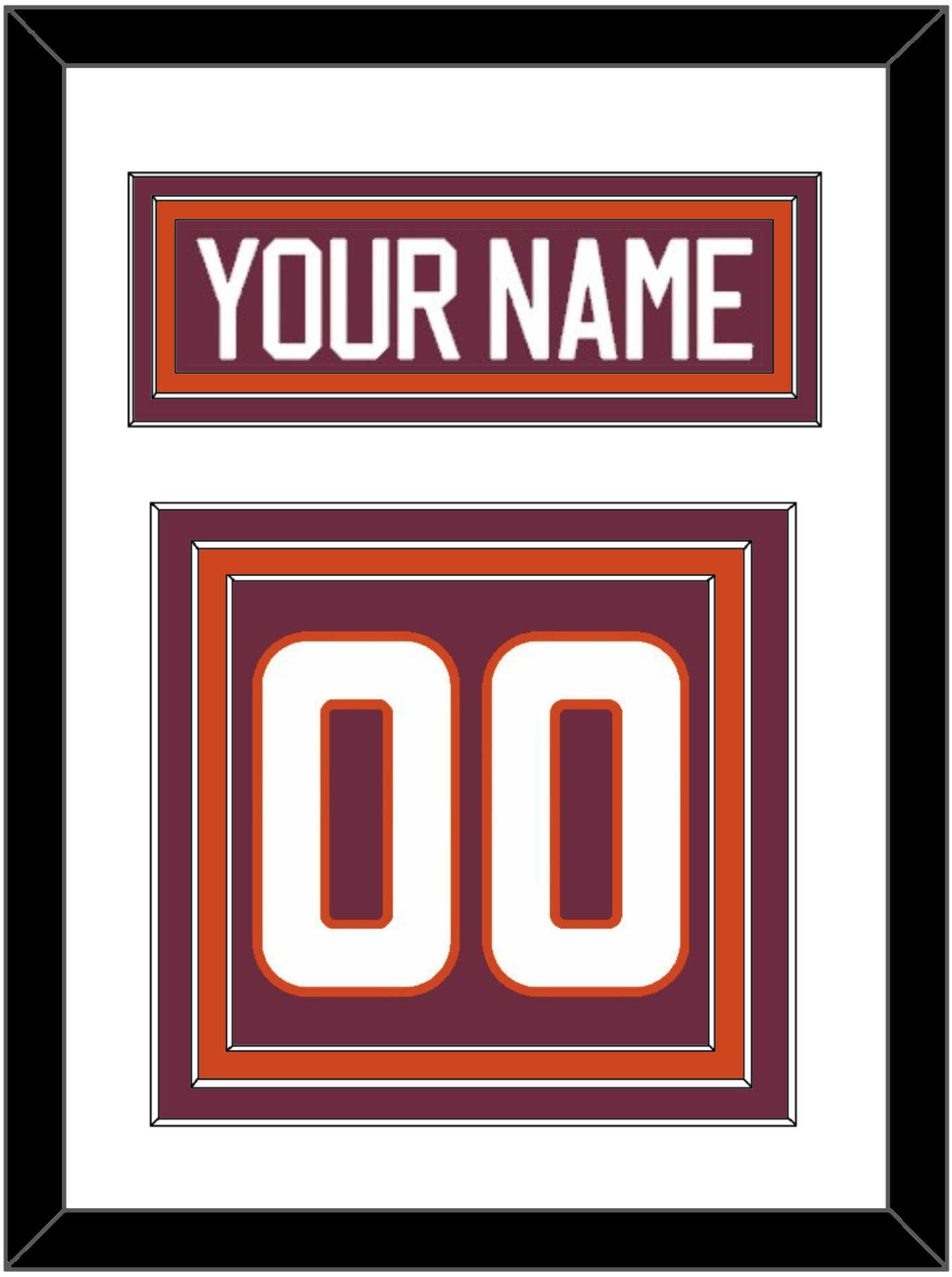 Virginia Tech Hockey Nameplate & Number (Back) - Road Maroon - Premier Tier 1