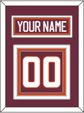 Virginia Tech Hockey Nameplate & Number (Back) - Road Maroon - Triple Mat 2