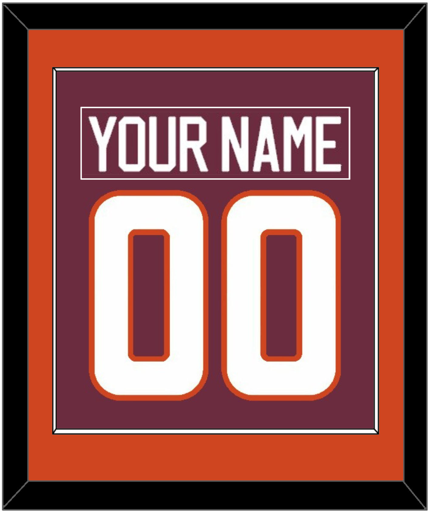 Virginia Tech Hockey Nameplate & Number (Back) Combined - Road Maroon - Essential Tier 2