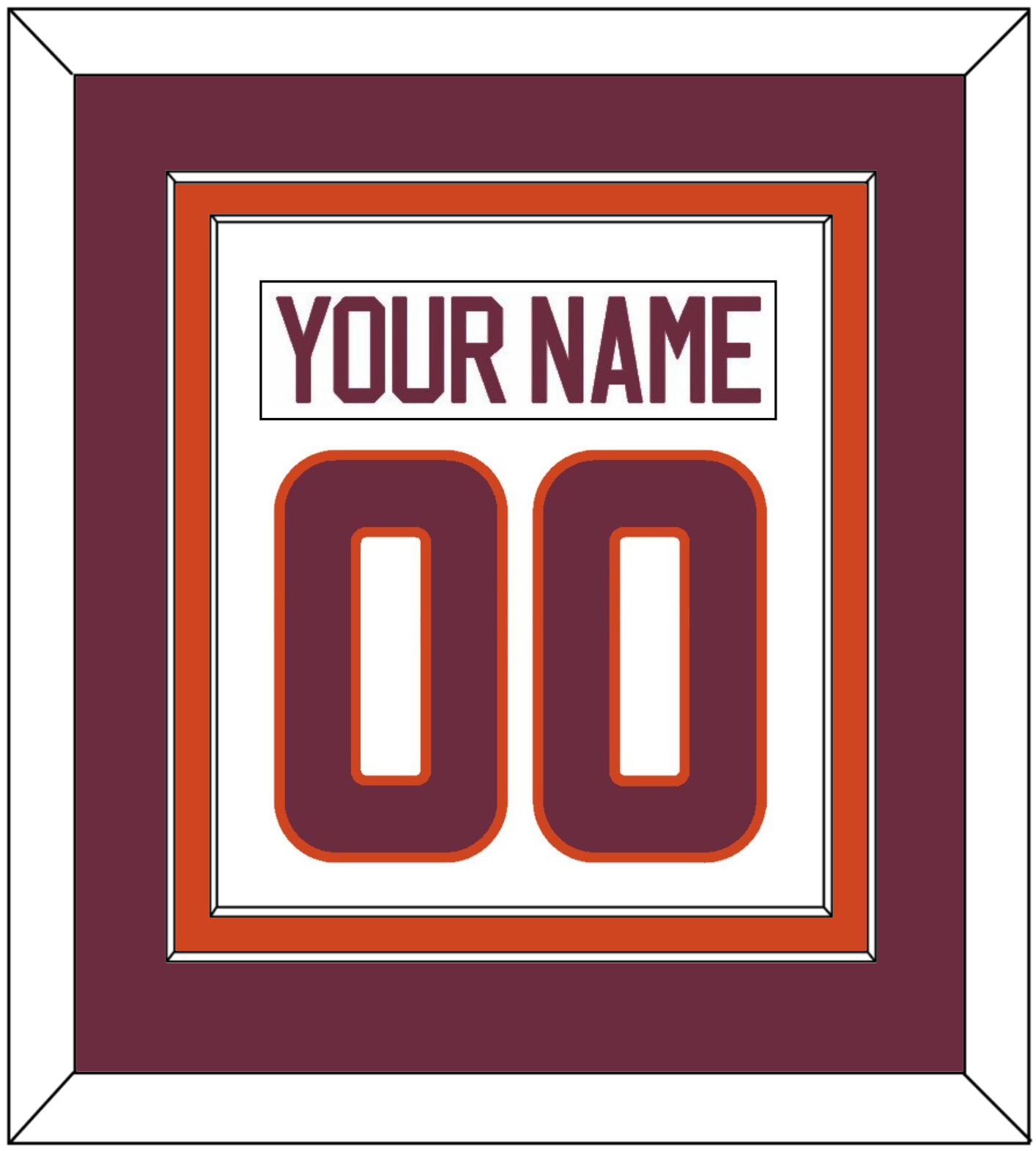 Virginia Tech Hockey Nameplate & Number (Back) Combined - Home White - Signature Tier 3