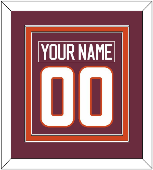 Virginia Tech Hockey Nameplate & Number (Back) Combined - Road Maroon - Signature Tier 2