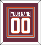 Virginia Tech Hockey Nameplate & Number (Back) Combined - Road Maroon - Double Mat 2