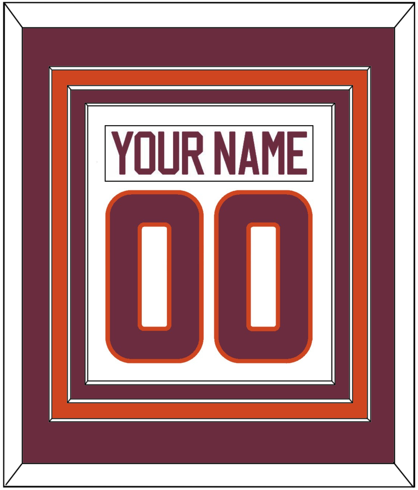 Virginia Tech Hockey Nameplate & Number (Back) Combined - Home White - Premier Tier 2