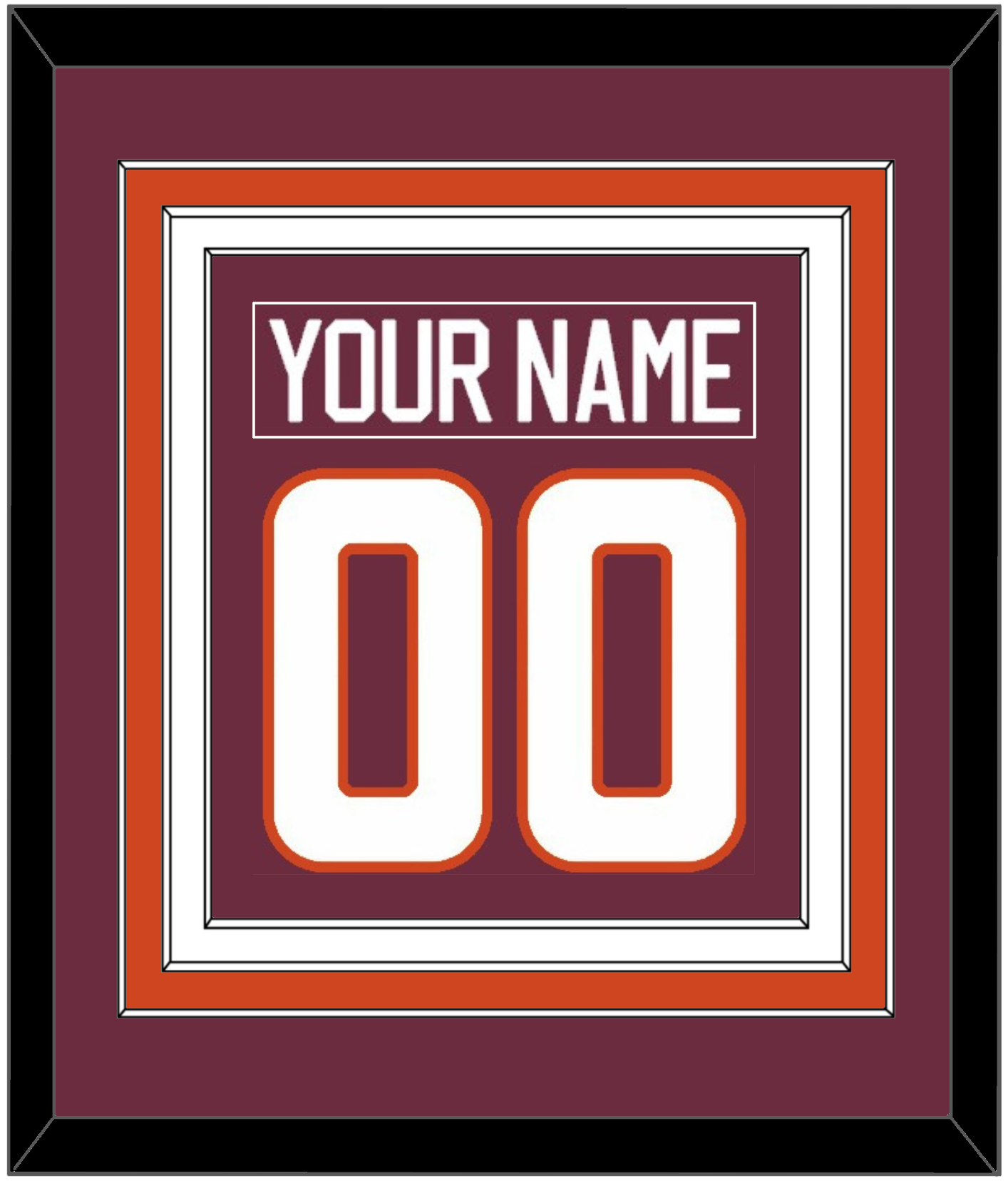 Virginia Tech Hockey Nameplate & Number (Back) Combined - Road Maroon - Premier Tier 2
