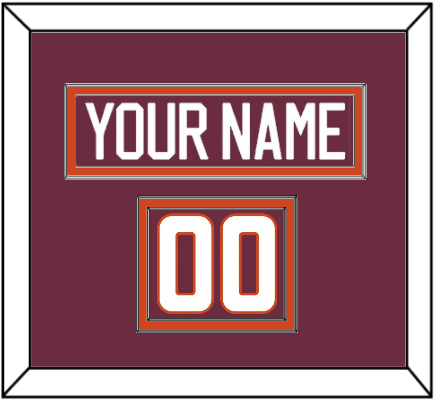 Virginia Tech Hockey Nameplate & Number (Shoulder) - Road Maroon - Signature Tier 2