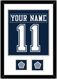 Dallas Nameplate & Number (Back) Combined With 2 Super Bowl Jersey Patches - Blue Jersey - Single Mat 1