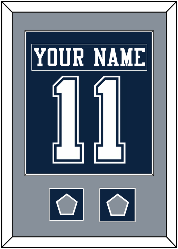 Dallas Nameplate & Number (Back) Combined With 2 Super Bowl Jersey Patches - Blue Jersey - Single Mat 2