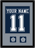 Dallas Nameplate & Number (Back) Combined With 2 Super Bowl Jersey Patches - Blue Jersey - Single Mat 2