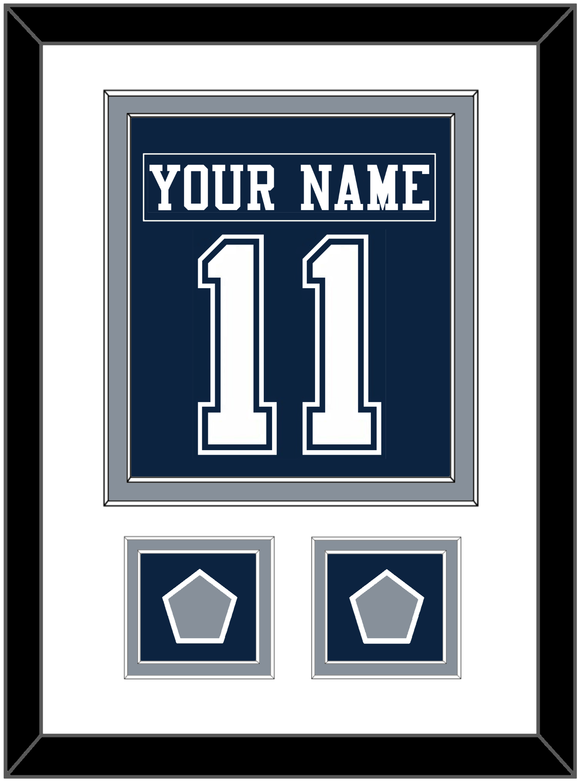 Dallas Nameplate & Number (Back) Combined With 2 Super Bowl Jersey Patches - Blue Jersey - Double Mat 1