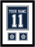Dallas Nameplate & Number (Back) Combined With 2 Super Bowl Jersey Patches - Blue Jersey - Double Mat 1