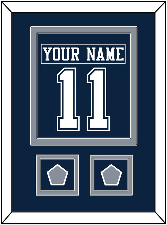 Dallas Nameplate & Number (Back) Combined With 2 Super Bowl Jersey Patches - Blue Jersey - Double Mat 2