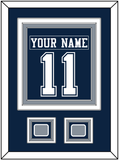 Dallas Nameplate & Number (Back) Combined With 2 Super Bowl Jersey Patches - Blue Jersey - Triple Mat 2