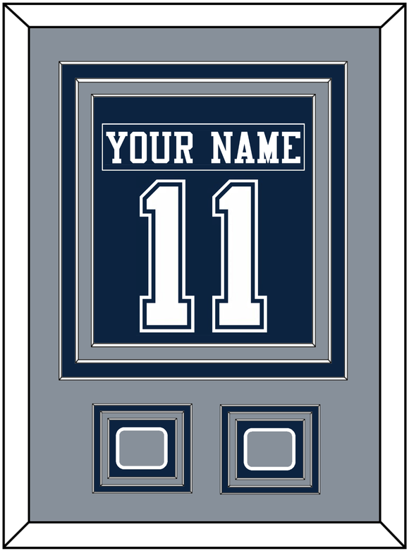 Dallas Nameplate & Number (Back) Combined With 2 Super Bowl Jersey Patches - Blue Jersey - Triple Mat 3