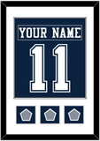 Dallas Nameplate & Number (Back) Combined With 3 Super Bowl Jersey Patches - Blue Jersey - Single Mat 1
