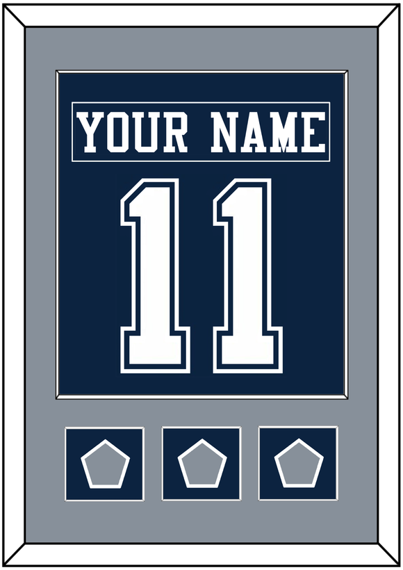 Dallas Nameplate & Number (Back) Combined With 3 Super Bowl Jersey Patches - Blue Jersey - Single Mat 2
