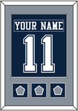 Dallas Nameplate & Number (Back) Combined With 3 Super Bowl Jersey Patches - Blue Jersey - Single Mat 2