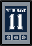 Dallas Nameplate & Number (Back) Combined With 3 Super Bowl Jersey Patches - Blue Jersey - Single Mat 2