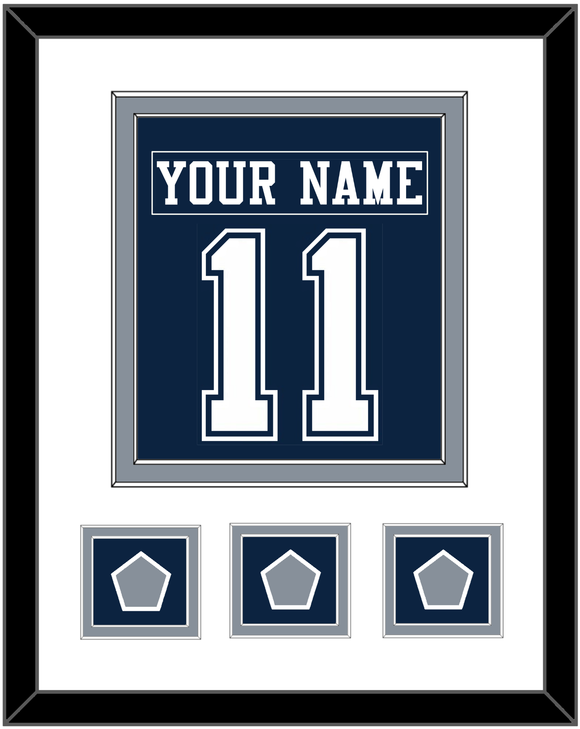 Dallas Nameplate & Number (Back) Combined With 3 Super Bowl Jersey Patches - Blue Jersey - Double Mat 1