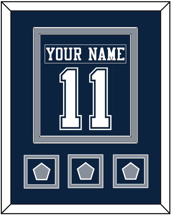 Dallas Nameplate & Number (Back) Combined With 3 Super Bowl Jersey Patches - Blue Jersey - Double Mat 2
