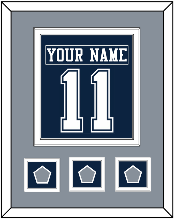 Dallas Nameplate & Number (Back) Combined With 3 Super Bowl Jersey Patches - Blue Jersey - Double Mat 3