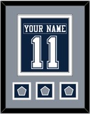 Dallas Nameplate & Number (Back) Combined With 3 Super Bowl Jersey Patches - Blue Jersey - Double Mat 3