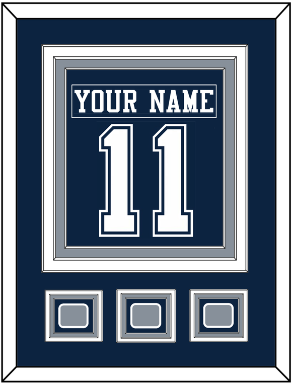 Dallas Nameplate & Number (Back) Combined With 3 Super Bowl Jersey Patches - Blue Jersey - Triple Mat 2