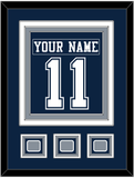 Dallas Nameplate & Number (Back) Combined With 3 Super Bowl Jersey Patches - Blue Jersey - Triple Mat 2