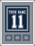 Dallas Nameplate & Number (Back) Combined With 3 Super Bowl Jersey Patches - Blue Jersey - Triple Mat 3