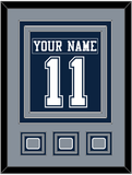 Dallas Nameplate & Number (Back) Combined With 3 Super Bowl Jersey Patches - Blue Jersey - Triple Mat 3