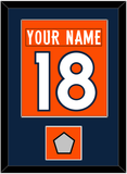 Denver Nameplate & Number (Back) Combined With Super Bowl Jersey Patch - Home Orange (2012-2023) - Single Mat 2