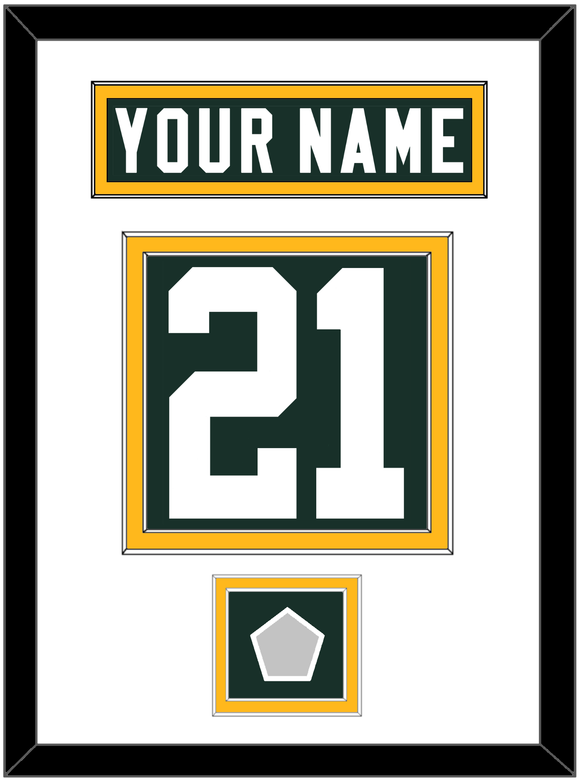 Green Bay Nameplate & Number (Back) With Super Bowl Patch - Home Green - Double Mat 1