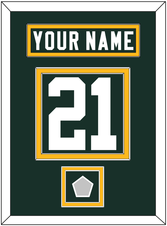 Green Bay Nameplate & Number (Back) With Super Bowl Patch - Home Green - Double Mat 2