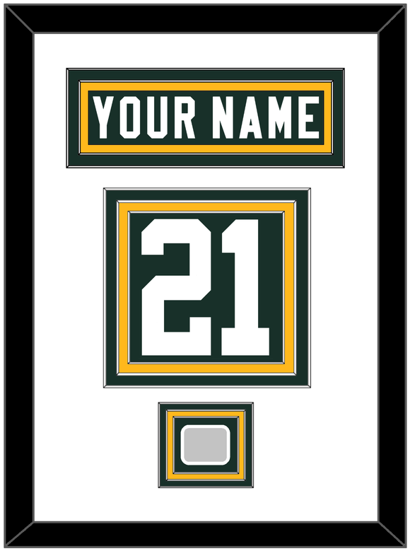 Green Bay Nameplate & Number (Back) With Super Bowl Patch - Home Green - Triple Mat 1