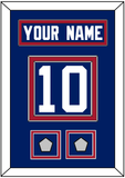 New York Nameplate & Number (Back) With 2 Super Bowl Jersey Patches - Home Blue - Double Mat 2