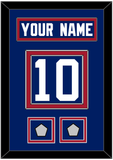 New York Nameplate & Number (Back) With 2 Super Bowl Jersey Patches - Home Blue - Double Mat 2