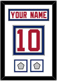 New York Nameplate & Number (Back) With 2 Super Bowl Jersey Patches - Road White - Double Mat 1