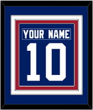 New York Nameplate & Number (Back) Combined - Home Blue - Triple Mat 2