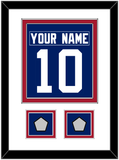 New York Nameplate & Number (Back) Combined, With 2 Super Bowl Jersey Patches - Home Blue - Double Mat 1