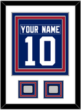 New York Nameplate & Number (Back) Combined, With 2 Super Bowl Jersey Patches - Home Blue - Triple Mat 1